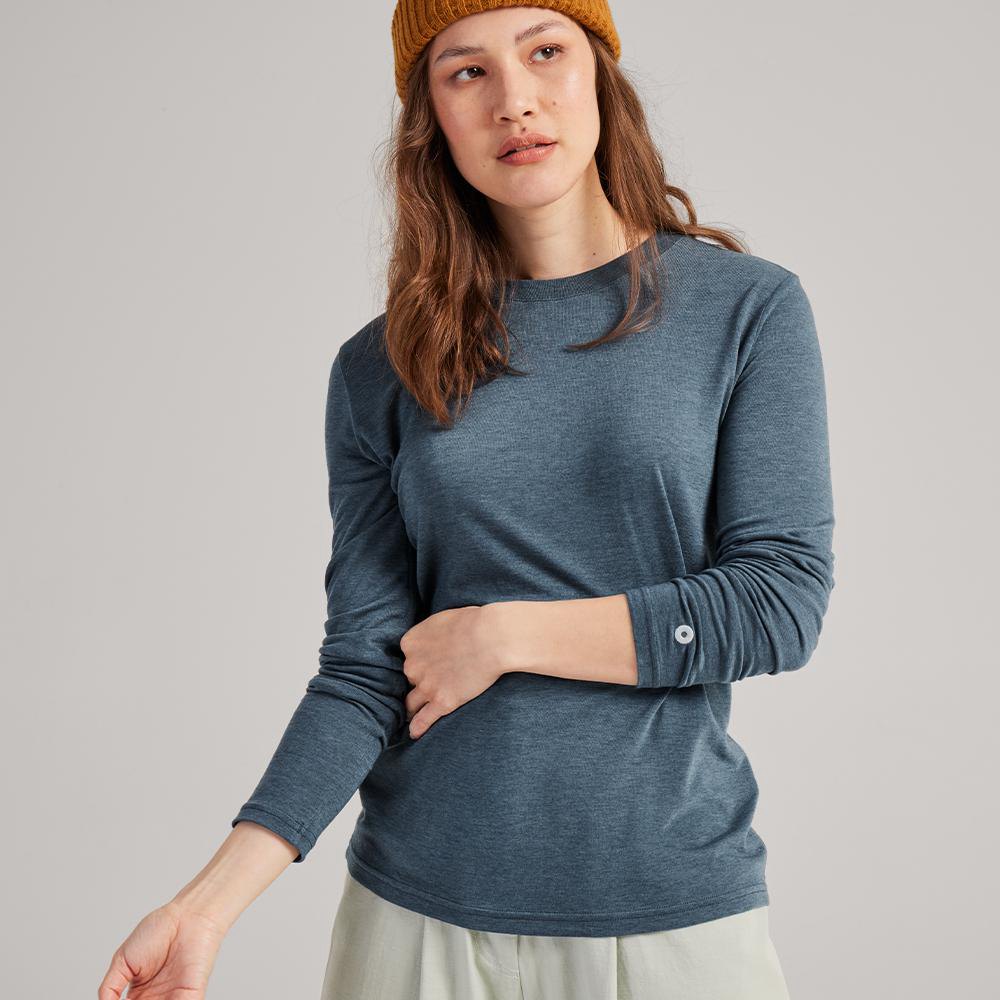 Allbirds Women\'s T-Shirt Blue - TrinoXO™ Long Sleeve - 54308FHIX